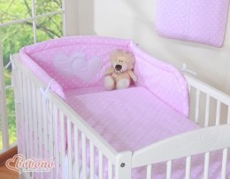 Bobono Pościel 3-cz 135x100 - Serduszka grochy różowe