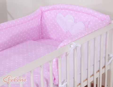 Bobono Pościel 3-cz 135x100 - Serduszka grochy różowe