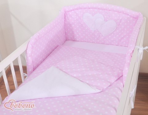 Bobono Pościel 3-cz 135x100 - Serduszka grochy różowe