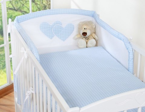 Bobono Pościel 3-cz 135x100 - Serduszka kratka niebieska