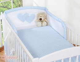 Bobono Pościel 3-cz 135x100 - Serduszka kratka niebieska