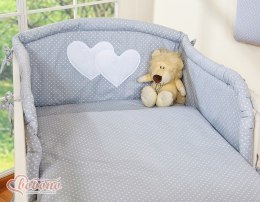 Bobono Pościel 3-cz 135x100 - Serduszka kropki na szarym