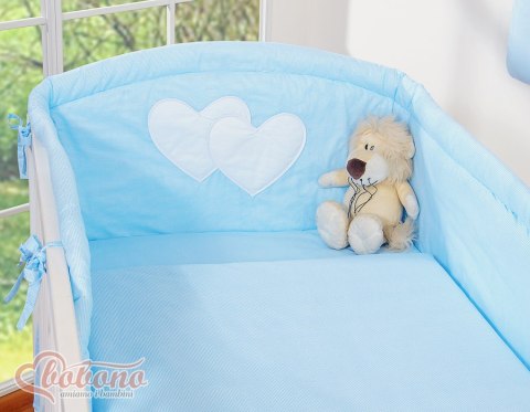 Bobono Pościel 3-cz 135x100 - Serduszka paseczki niebieskie