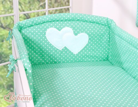 Bobono Pościel 3-cz 135x100 - Wiszące serduszka białe grochy na miecie