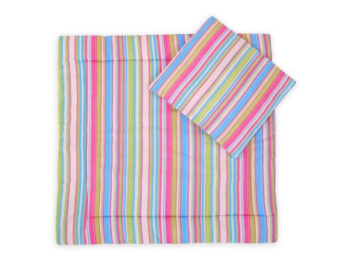 Bobono Pościel do wózka z wypełnieniem kołderka i poduszka - Paski jagodowe