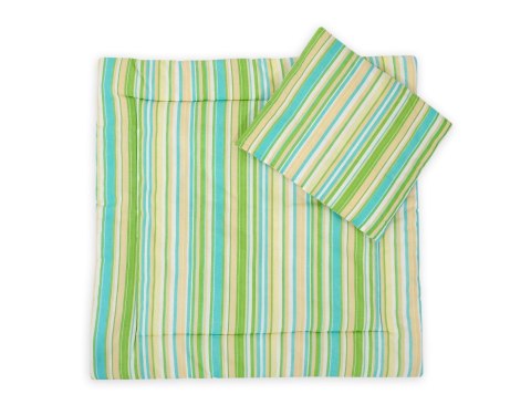 Bobono Pościel do wózka z wypełnieniem kołderka i poduszka - Paski zielone