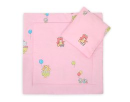 Bobono Pościel do wózka z wypełnieniem kołderka i poduszka - Wagoniki na różu