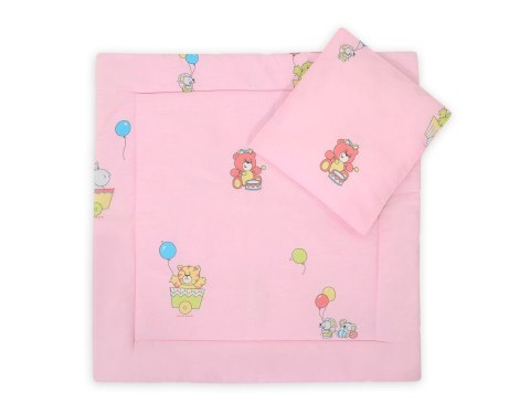 Bobono Pościel do wózka z wypełnieniem kołderka i poduszka - Wagoniki na różu