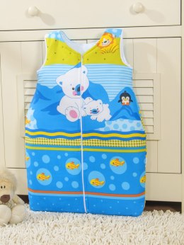 Bobono Śpiworek dla dzieci bawełniany M 6-12 mcy TOG 2.5 całoroczny miś polarny na niebieskim