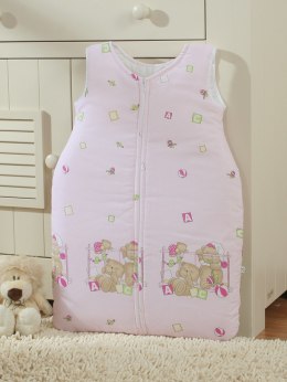 Bobono Śpiworek dla dzieci bawełniany M 6-12 mcy TOG 2.5 całoroczny misie w łóżeczku na różu