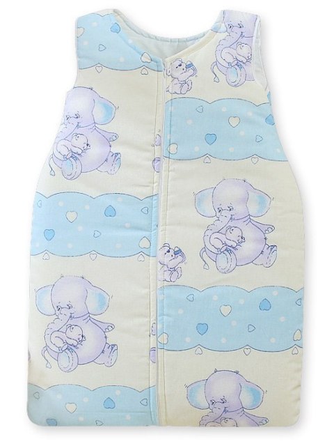 Bobono Śpiworek dla dzieci bawełniany M 6-12 mcy TOG 2.5 całoroczny niebieskie słoniki