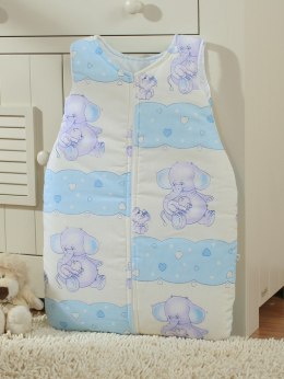 Bobono Śpiworek dla dzieci bawełniany M 6-12 mcy TOG 2.5 całoroczny niebieskie słoniki