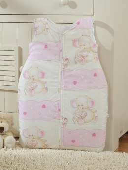 Bobono Śpiworek dla dzieci bawełniany M 6-12 mcy TOG 2.5 całoroczny różowe słoniki