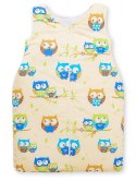 Bobono Śpiworek dla dzieci bawełniany M 6-12 mcy TOG 2.5 całoroczny sowy na kremowym tle