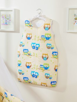Bobono Śpiworek dla dzieci bawełniany M 6-12 mcy TOG 2.5 całoroczny sowy na kremowym tle