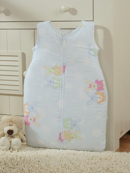 Bobono Śpiworek dla dzieci bawełniany M 6-12 mcy TOG 2.5 całoroczny zajączki na błękicie