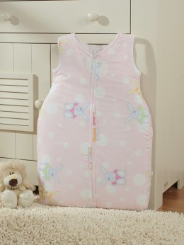 Bobono Śpiworek dla dzieci bawełniany M 6-12 mcy TOG 2.5 całoroczny zajączki na różu