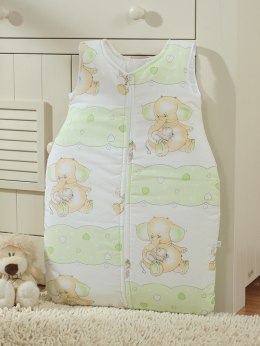 Bobono Śpiworek dla dzieci bawełniany M 6-12 mcy TOG 2.5 całoroczny zielone słoniki