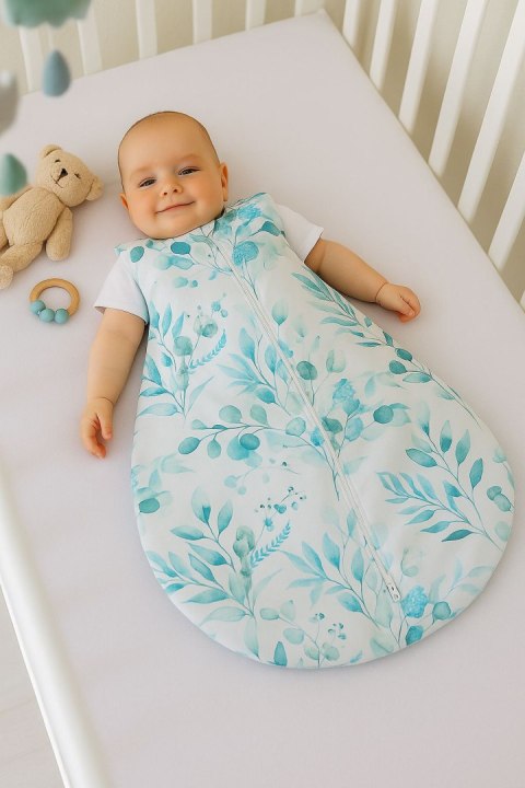 Bobono Śpiworek dla dzieci bawełniany zaokrąglony S 0-6 mcy letni TOG 1.0 - eucaliptus mint