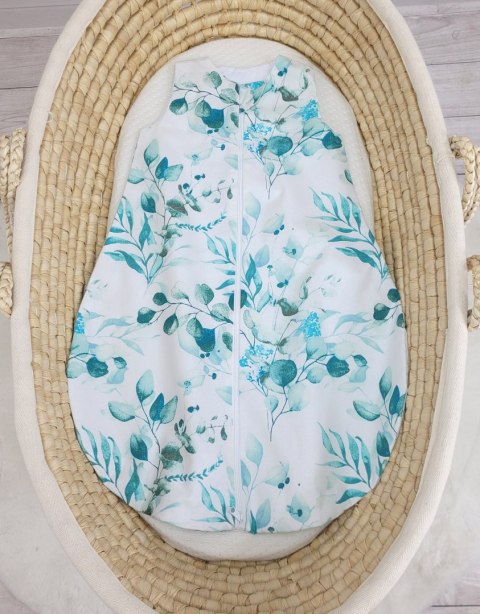 Bobono Śpiworek dla dzieci bawełniany zaokrąglony S 0-6 mcy letni TOG 1.0 - eucaliptus mint