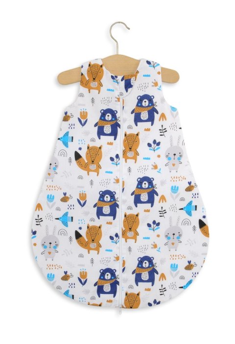 Bobono Śpiworek dla dzieci bawełniany zaokrąglony S 0-6 mcy letni TOG 1.0 - misie granatowe