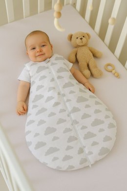 Bobono Śpiworek dla dzieci bawełniany zaokrąglony S 0-6 mcy letni TOG 1.0 - szare chmurki