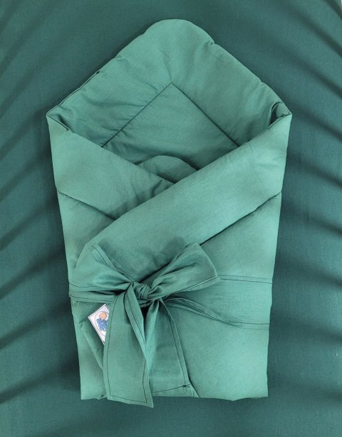 My Sweet Baby Dwustronny rożek dla niemowląt miękki bawełniany z wiązaniem - butelkowa zieleń