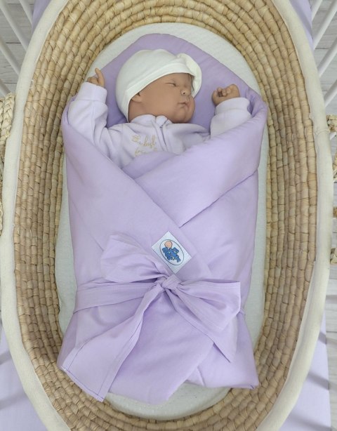 My Sweet Baby Dwustronny rożek dla niemowląt miękki bawełniany z wiązaniem - fioletowy