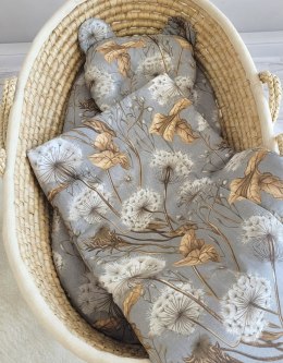 My Sweet Baby Kołderka z wypełnieniem i poduszka profilowana Miś - zestaw 2cz. - Dmuchawce na szarości