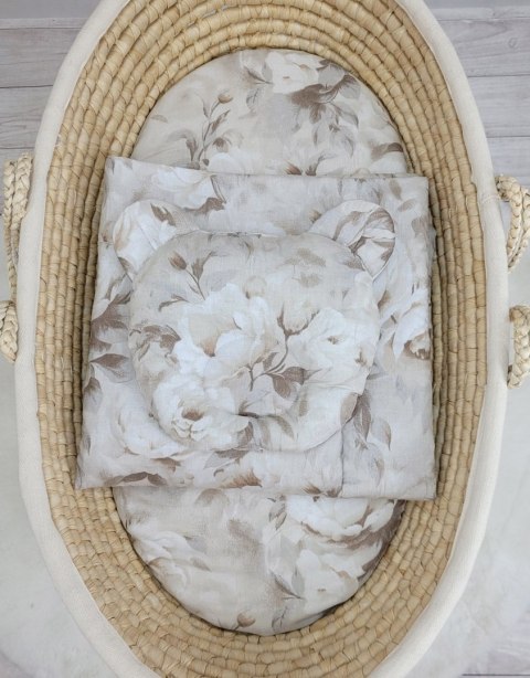 My Sweet Baby Kołderka z wypełnieniem i poduszka profilowana Miś - zestaw 2cz. - Peonies beige