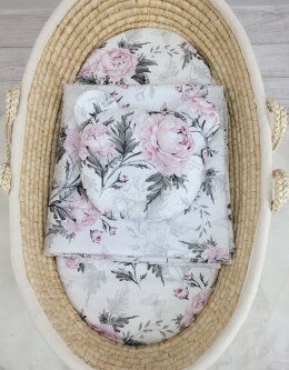 My Sweet Baby Kołderka z wypełnieniem i poduszka profilowana Miś - zestaw 2cz. - Romantic peonies