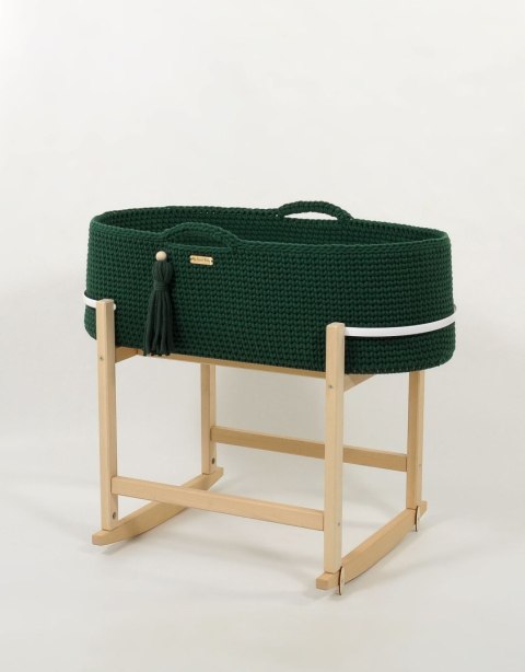 My Sweet Baby Kosz Mojżesza BOHO Handmade z kołyską - butelkowa zieleń