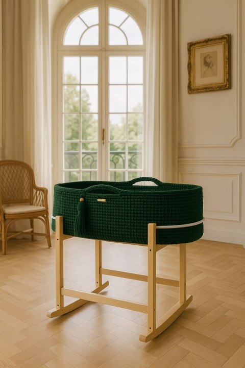 My Sweet Baby Kosz Mojżesza BOHO Handmade z kołyską - butelkowa zieleń