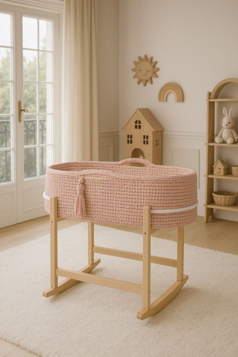 My Sweet Baby Kosz Mojżesza BOHO Handmade z kołyską - pastel pink