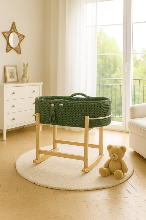 My Sweet Baby Kosz Mojżesza BOHO Handmade z kołyską - pistacjowy