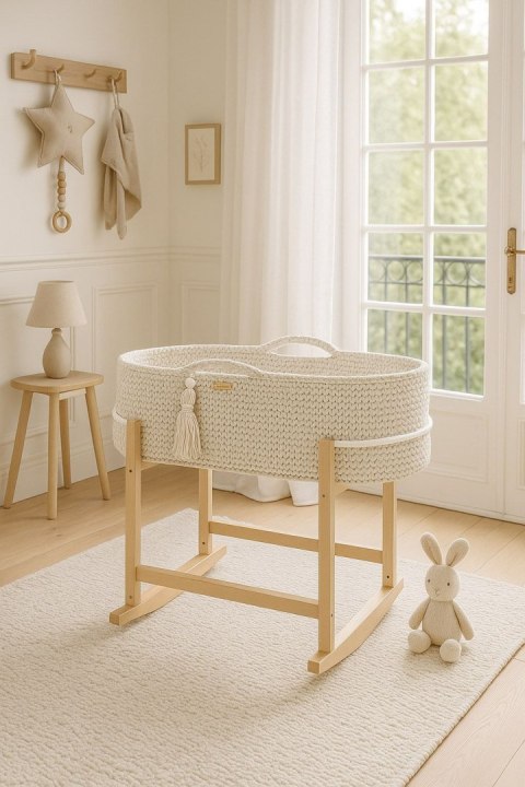 My Sweet Baby Kosz Mojżesza BOHO Handmade z kołyską - śmietanka