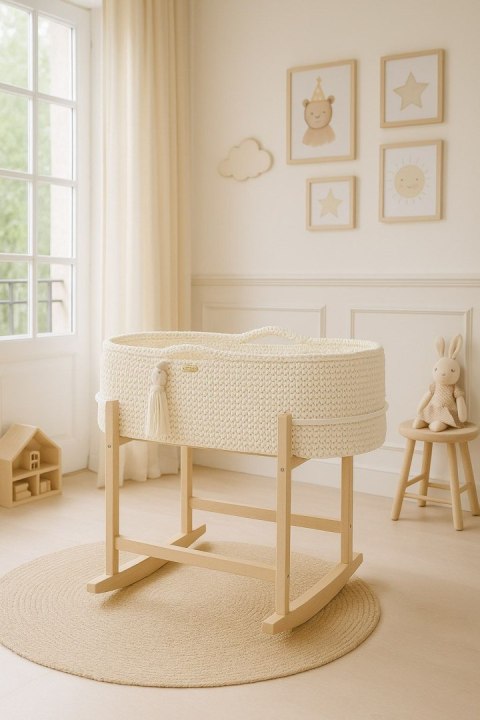 My Sweet Baby Kosz Mojżesza BOHO Handmade z kołyską - śmietanka