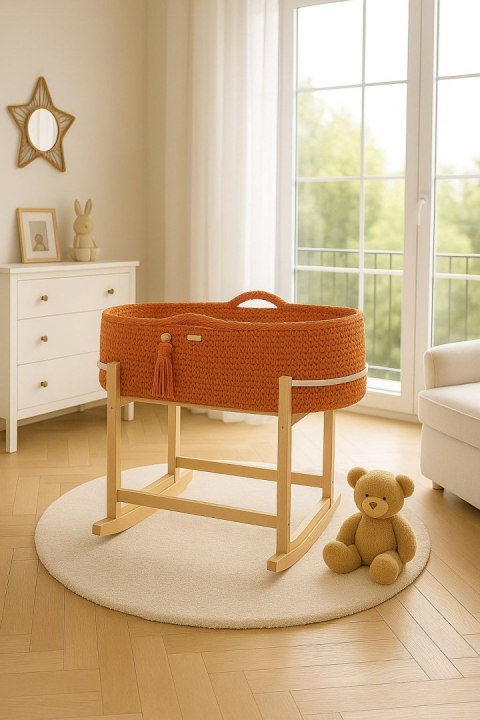 My Sweet Baby Kosz Mojżesza BOHO Handmade z kołyską - terracotta