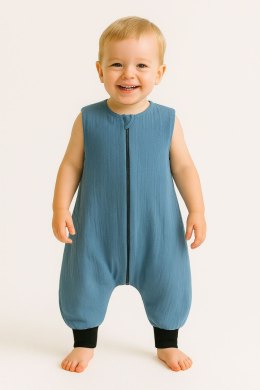 My Sweet Baby Muślinowy śpiworek dla dzieci z nogawkami XL 2-4 lata letni TOG 1.0 - brudny niebieski