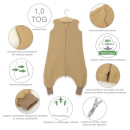 My Sweet Baby Muślinowy śpiworek dla dzieci z nogawkami XL 2-4 lata letni TOG 1.0 - camel