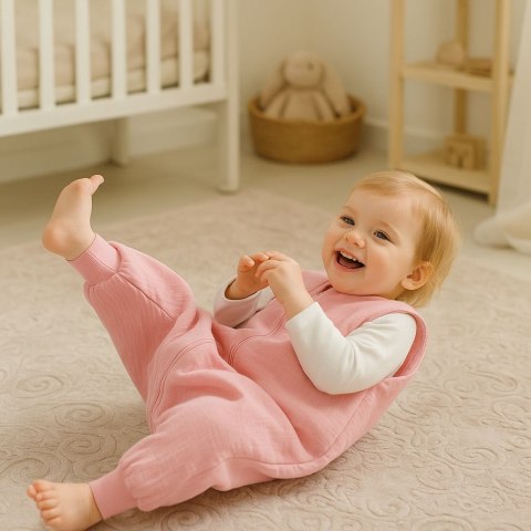 My Sweet Baby Muślinowy śpiworek dla dzieci z nogawkami XL 2-4 lata letni TOG 1.0 - pastel pink