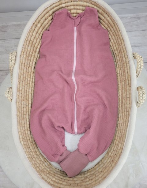 My Sweet Baby Muślinowy śpiworek dla dzieci z nogawkami XL 2-4 lata letni TOG 1.0 - róż retro
