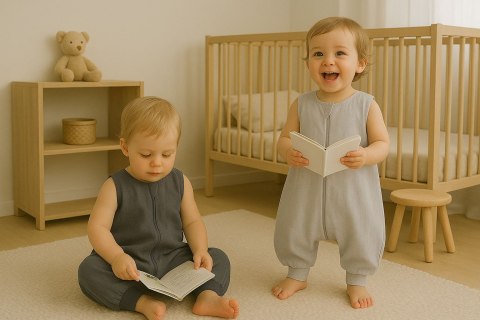 My Sweet Baby Muślinowy śpiworek dla dzieci z nogawkami L 9-24 mcy letni TOG 1.0 - antracyt