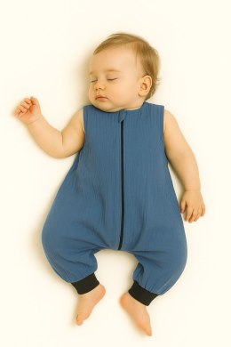 My Sweet Baby Muślinowy śpiworek dla dzieci z nogawkami L 9-24 mcy letni TOG 1.0 - brudny niebieski