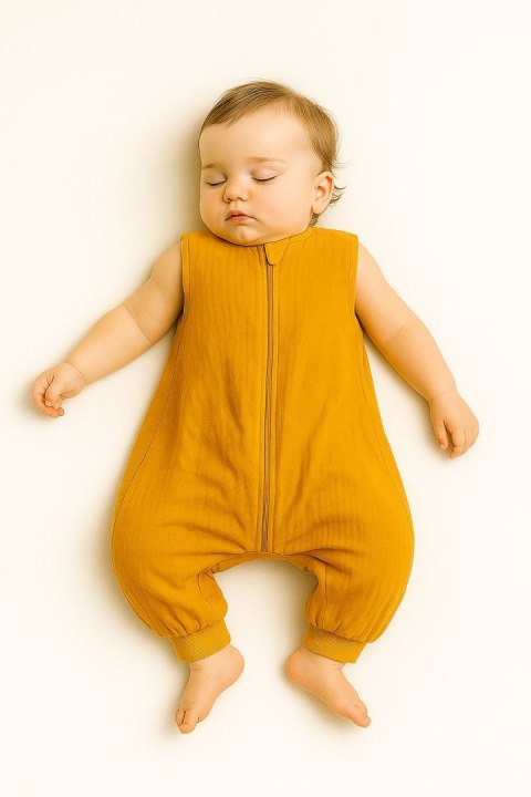 My Sweet Baby Muślinowy śpiworek dla dzieci z nogawkami L 9-24 mcy letni TOG 1.0 - musztardowy