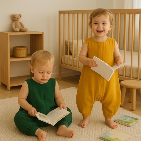 My Sweet Baby Muślinowy śpiworek dla dzieci z nogawkami L 9-24 mcy letni TOG 1.0 - zieleń lasu