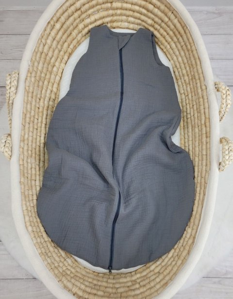 My Sweet Baby Muślinowy śpiworek dla dzieci zaokrąglony M 6-12 mcy letni TOG 1.0 - antracyt