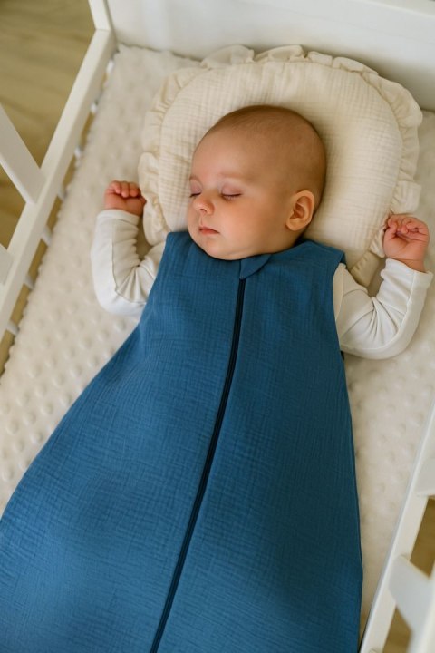 My Sweet Baby Muślinowy śpiworek dla dzieci zaokrąglony M 6-12 mcy letni TOG 1.0 - brudny niebieski
