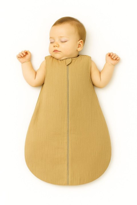 My Sweet Baby Muślinowy śpiworek dla dzieci zaokrąglony M 6-12 mcy letni TOG 1.0 - camel