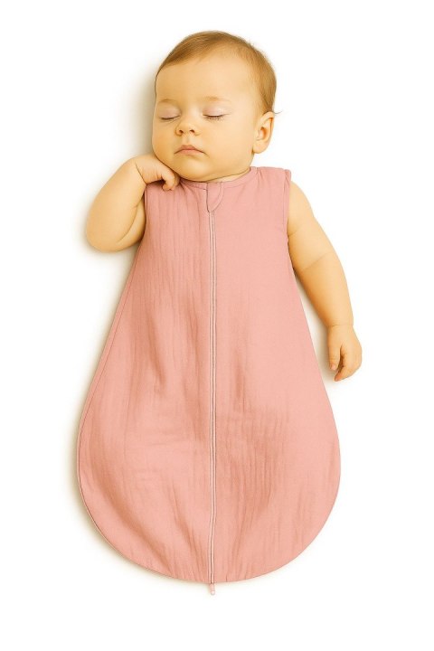 My Sweet Baby Muślinowy śpiworek dla dzieci zaokrąglony M 6-12 mcy letni TOG 1.0 - pastel pink